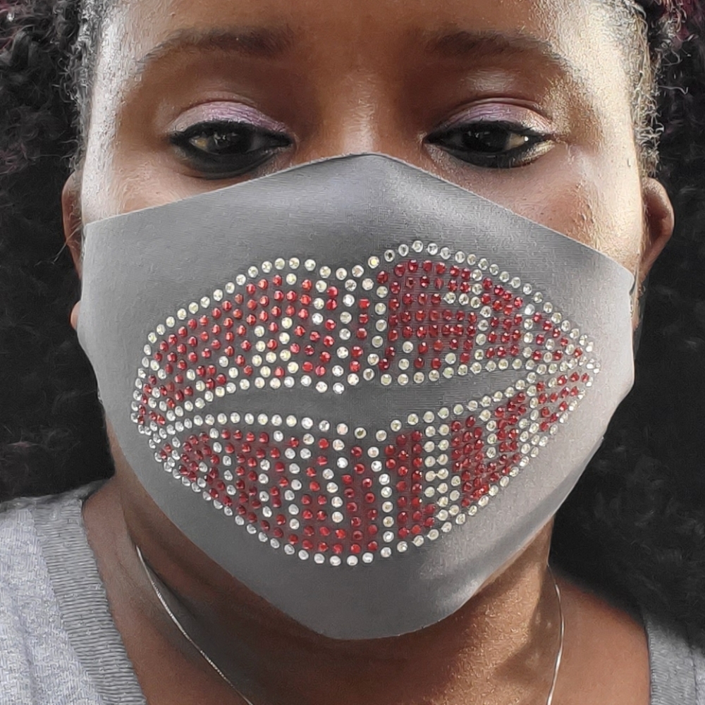 Rhinestone lips face cover